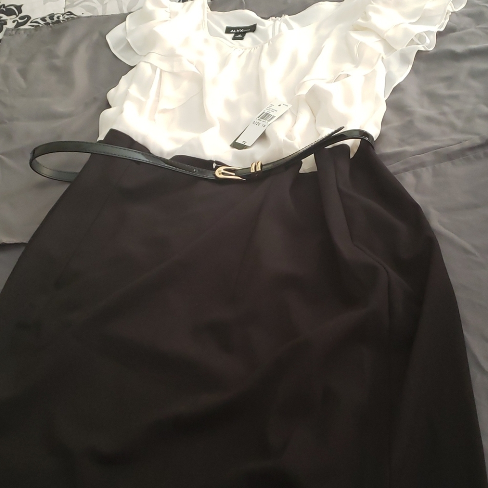 Cream and black dress